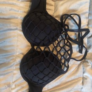 Black Bikini top with 38c cup size mesh halter